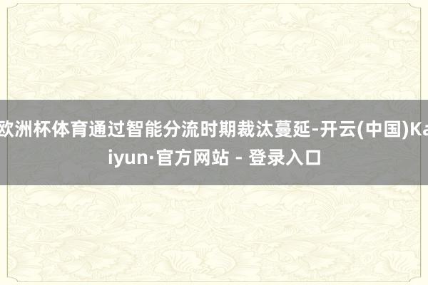 欧洲杯体育通过智能分流时期裁汰蔓延-开云(中国)Kaiyun·官方网站 - 登录入口