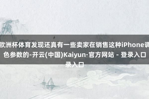 欧洲杯体育发现还真有一些卖家在销售这种iPhone调色参数的-开云(中国)Kaiyun·官方网站 - 登录入口