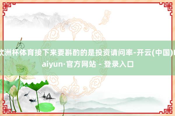 欧洲杯体育接下来要斟酌的是投资请问率-开云(中国)Kaiyun·官方网站 - 登录入口