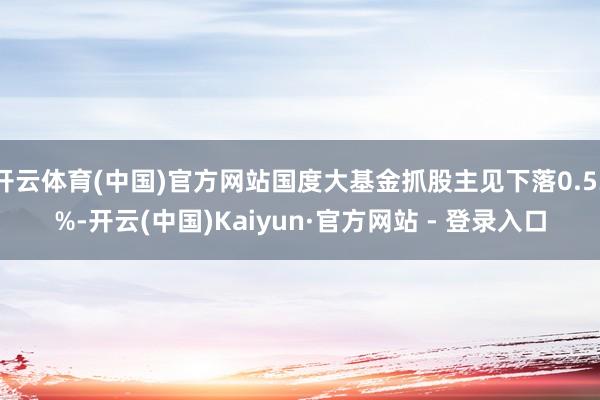 开云体育(中国)官方网站国度大基金抓股主见下落0.53%-开云(中国)Kaiyun·官方网站 - 登录入口