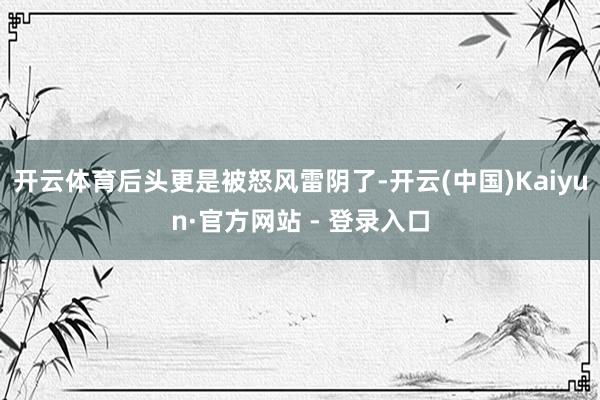 开云体育后头更是被怒风雷阴了-开云(中国)Kaiyun·官方网站 - 登录入口