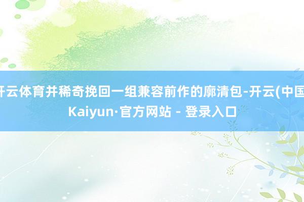开云体育并稀奇挽回一组兼容前作的廓清包-开云(中国)Kaiyun·官方网站 - 登录入口