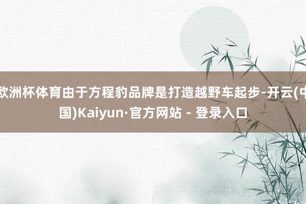 欧洲杯体育由于方程豹品牌是打造越野车起步-开云(中国)Kaiyun·官方网站 - 登录入口