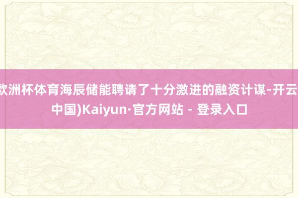 欧洲杯体育海辰储能聘请了十分激进的融资计谋-开云(中国)Kaiyun·官方网站 - 登录入口
