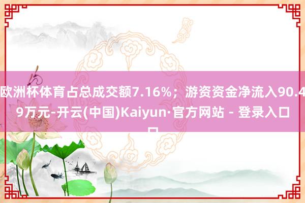 欧洲杯体育占总成交额7.16%；游资资金净流入90.49万元-开云(中国)Kaiyun·官方网站 - 登录入口